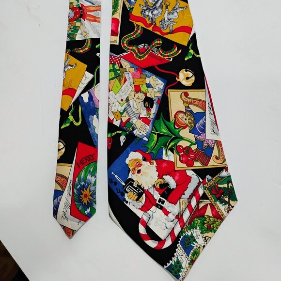 Nicole Miller 100% Silk Christmas Neck Tie Vintage 1994 - Picture 5 of 9